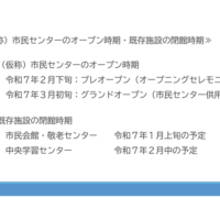 （仮称）市民センターのオープン時期・既存施設の閉館時期